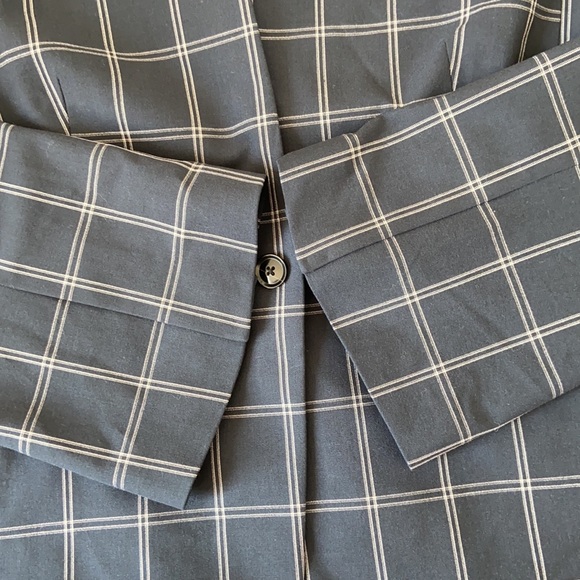 Banana Republic Navy Blue Bell Sleeve Plaid Blazer - Picture 4 of 13